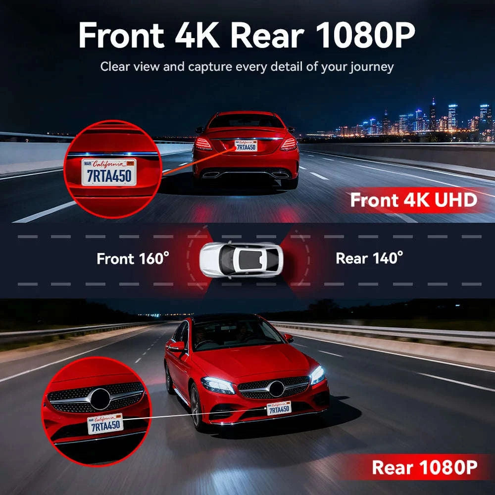 4K Front Dash Camera with GPS, WiFi, Night Vision-A4 / United States / No hardwired kit