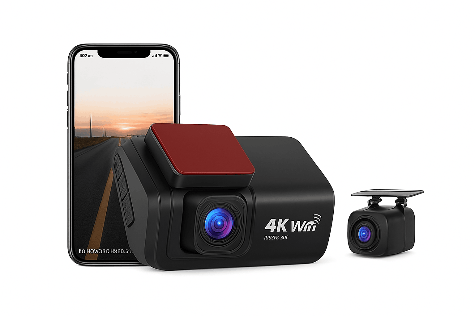4K Front & Rear Dash Cam with WiFi, Night Vision & Parking Monitor-S8-6M RCC-BL / 32G