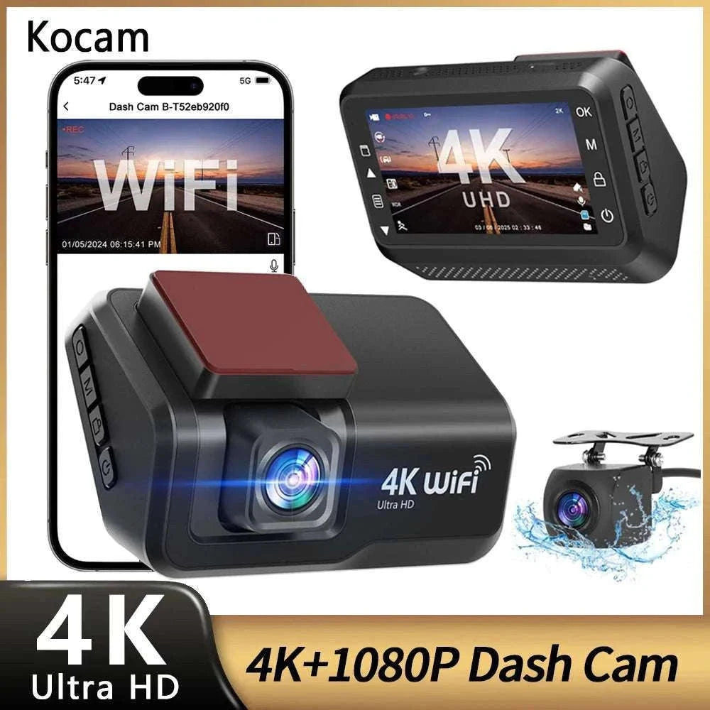 4K Front & Rear Dash Cam with WiFi, Night Vision & Parking Monitor-S8-6M RCC-BL / 32G