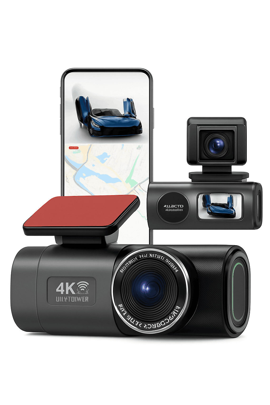 4K GPS Dash Cam with Wi‑Fi, Night Vision and Rear Camera Support-B53P-15M RCC-BL / 128G