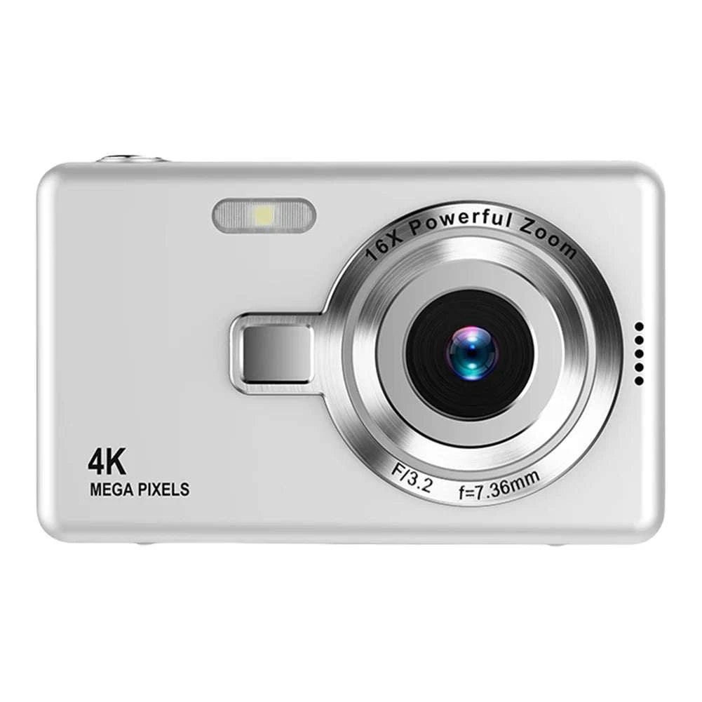 4K HD 1080P Digital Camera with Autofocus and 16X Zoom-Silver / United Kingdom