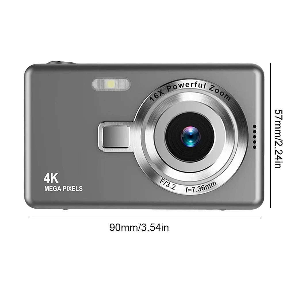 4K HD 1080P Digital Camera with Autofocus and 16X Zoom-Silver / United Kingdom