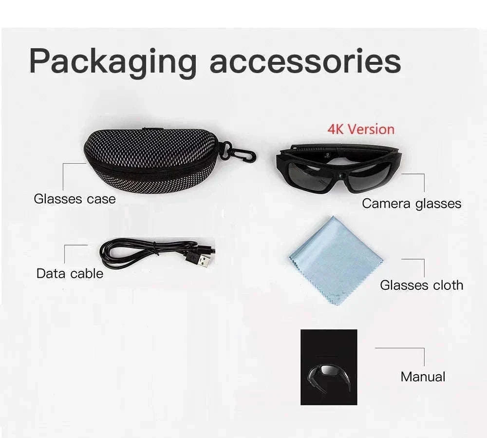 4K HD Camera Glasses with 120-Min Recording & Hands-Free Video-H33 4K Glasses / No TF Card