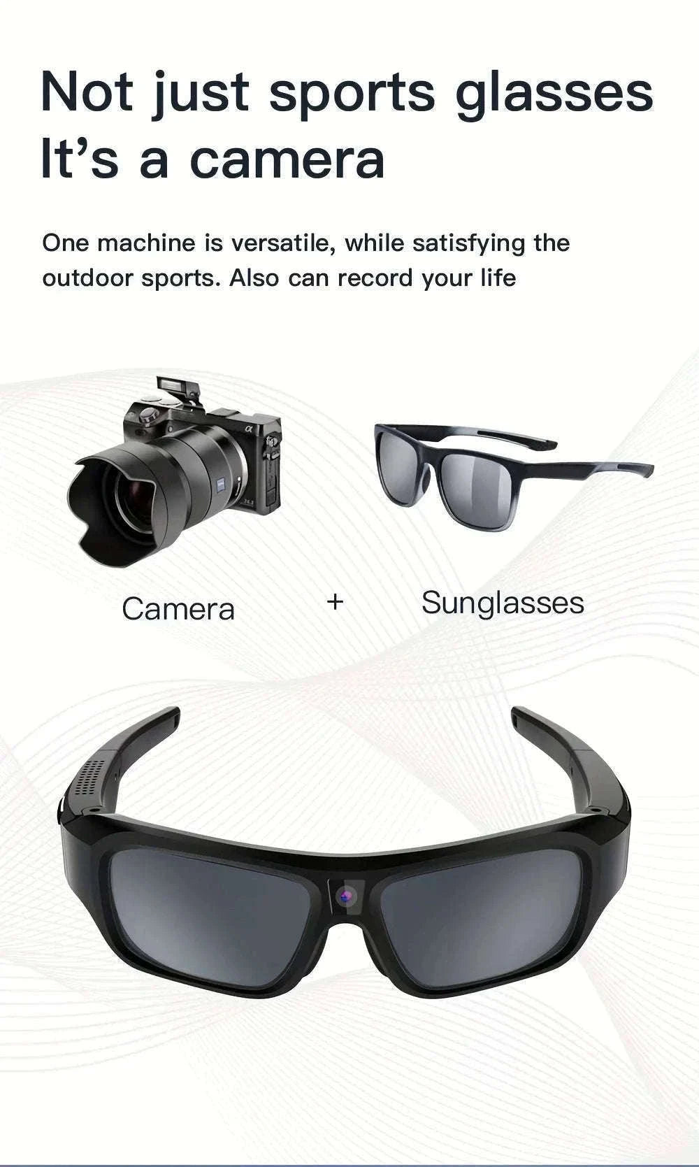 4K HD Camera Glasses with 120-Min Recording & Hands-Free Video-H33 4K Glasses / No TF Card