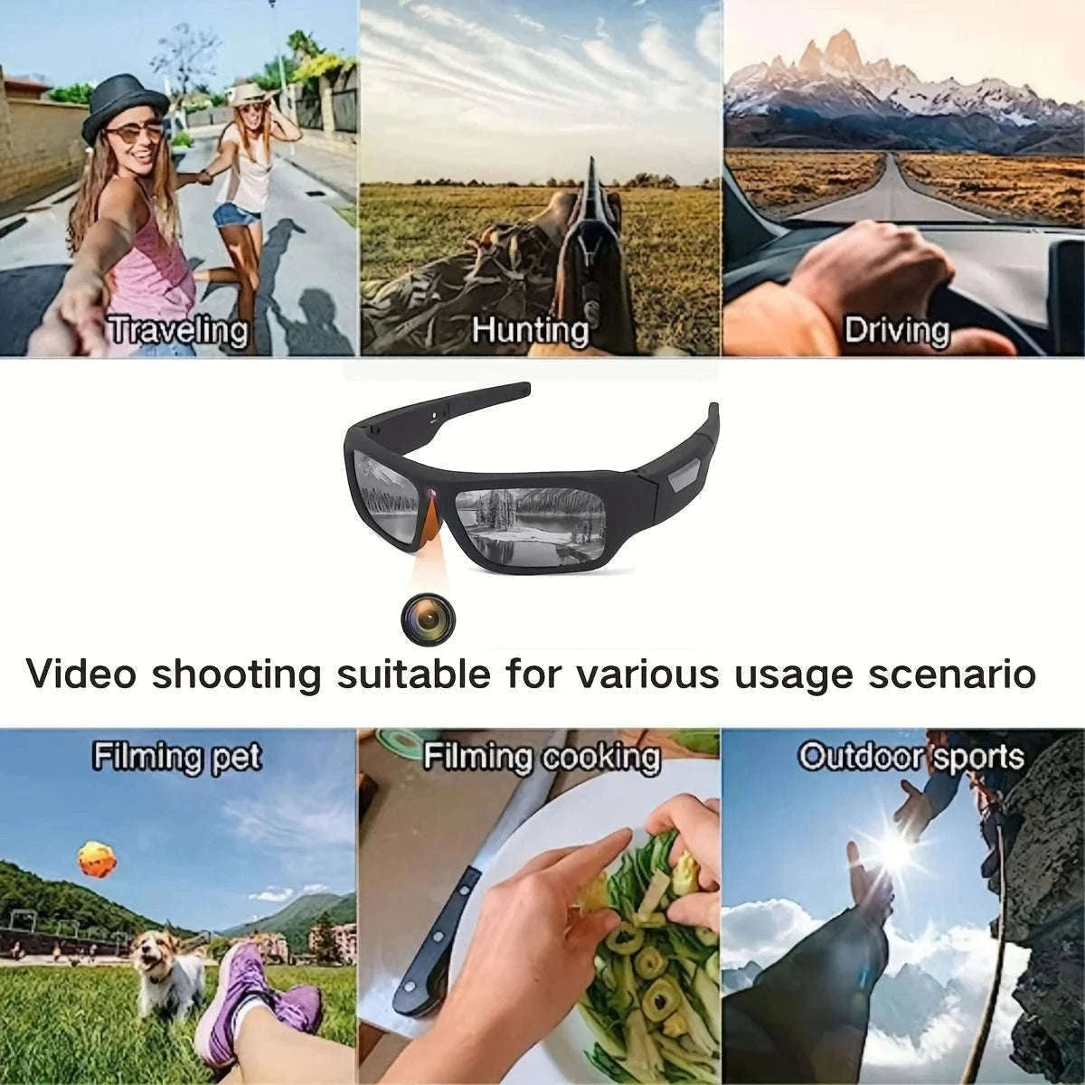 4K HD Camera Glasses with 120-Min Recording & Hands-Free Video-H33 4K Glasses / No TF Card