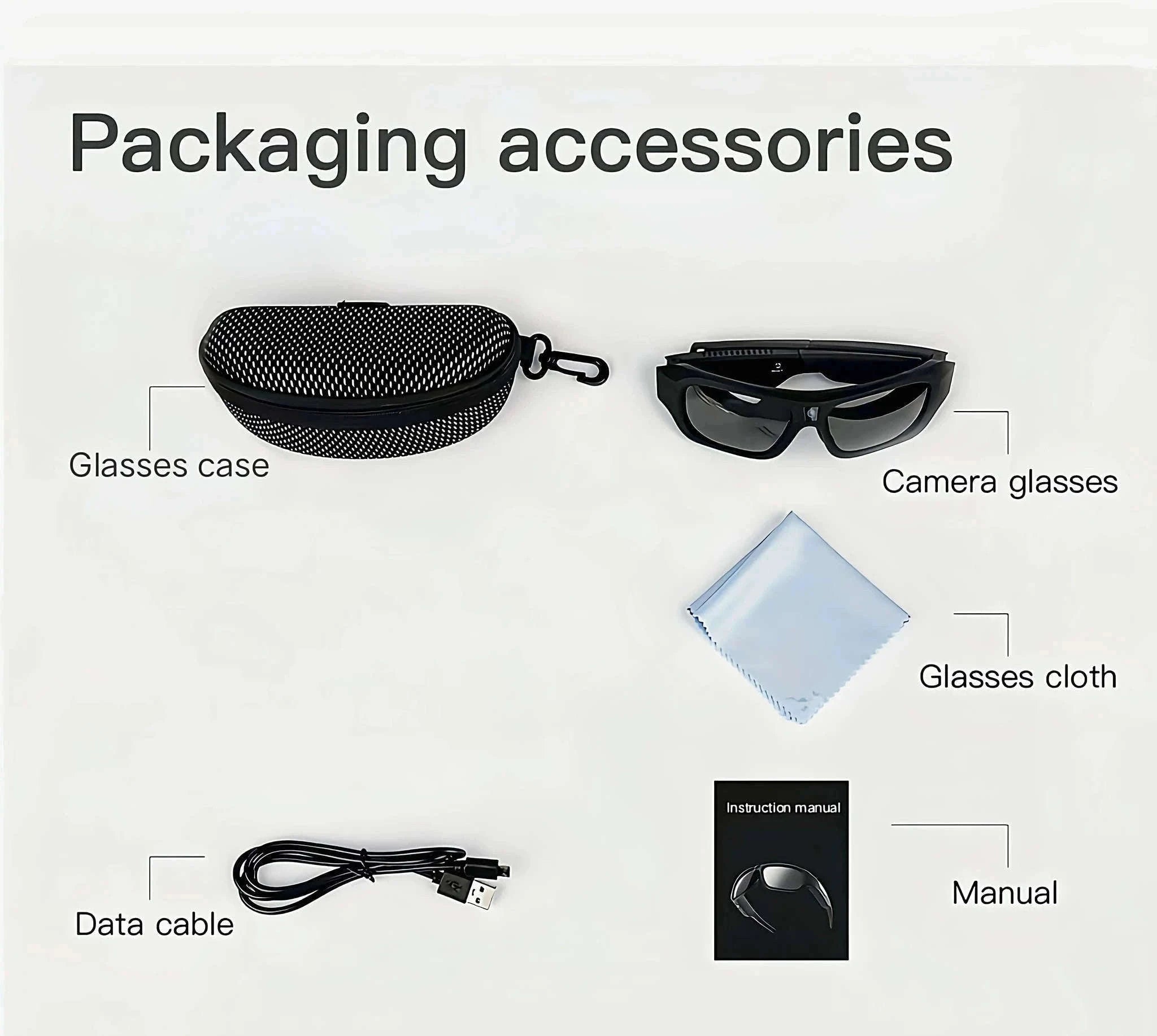 4K HD Camera Glasses with 120-Min Recording & Hands-Free Video-H33 4K Glasses / No TF Card