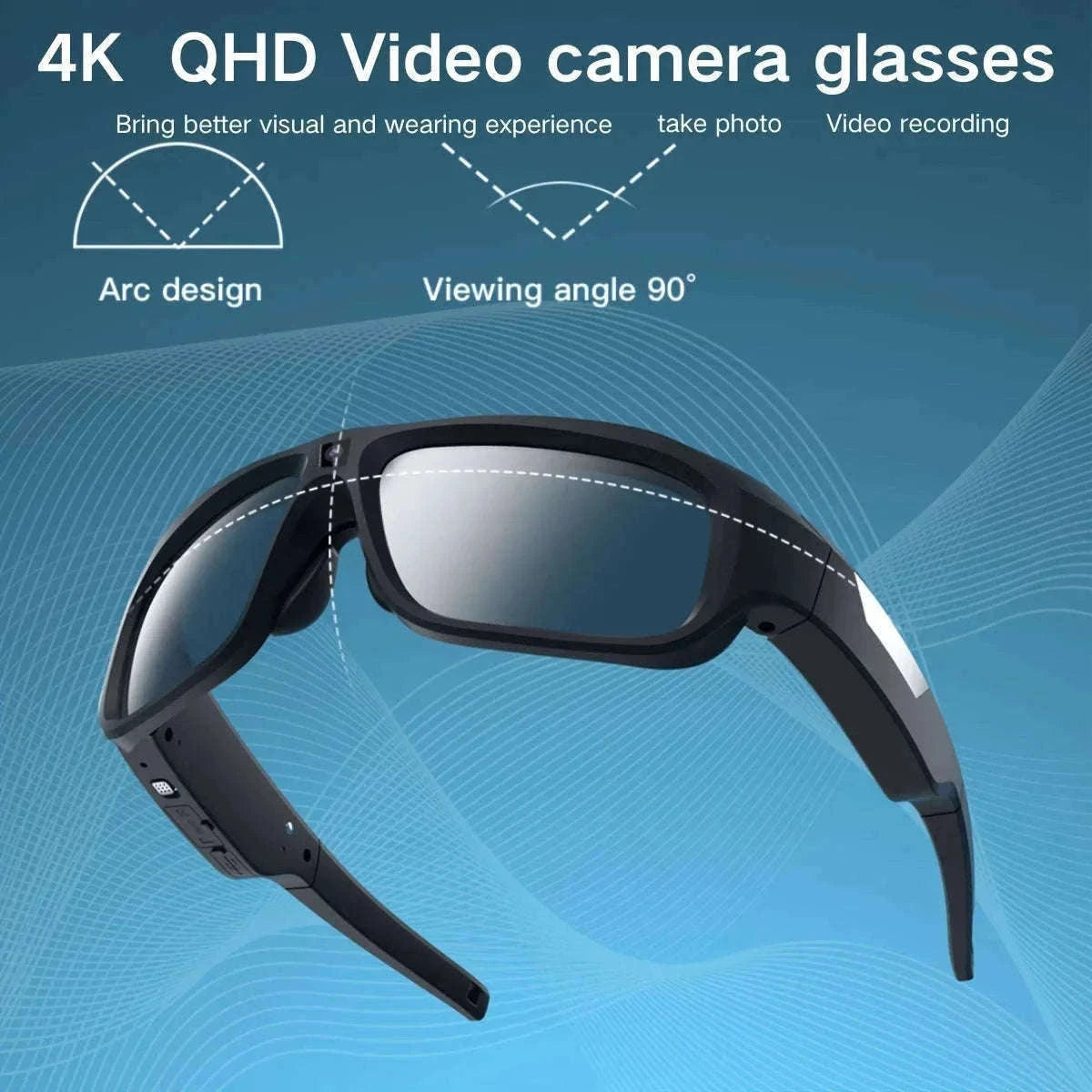 4K HD Camera Glasses with 120-Min Recording & Hands-Free Video-H33 4K Glasses / No TF Card