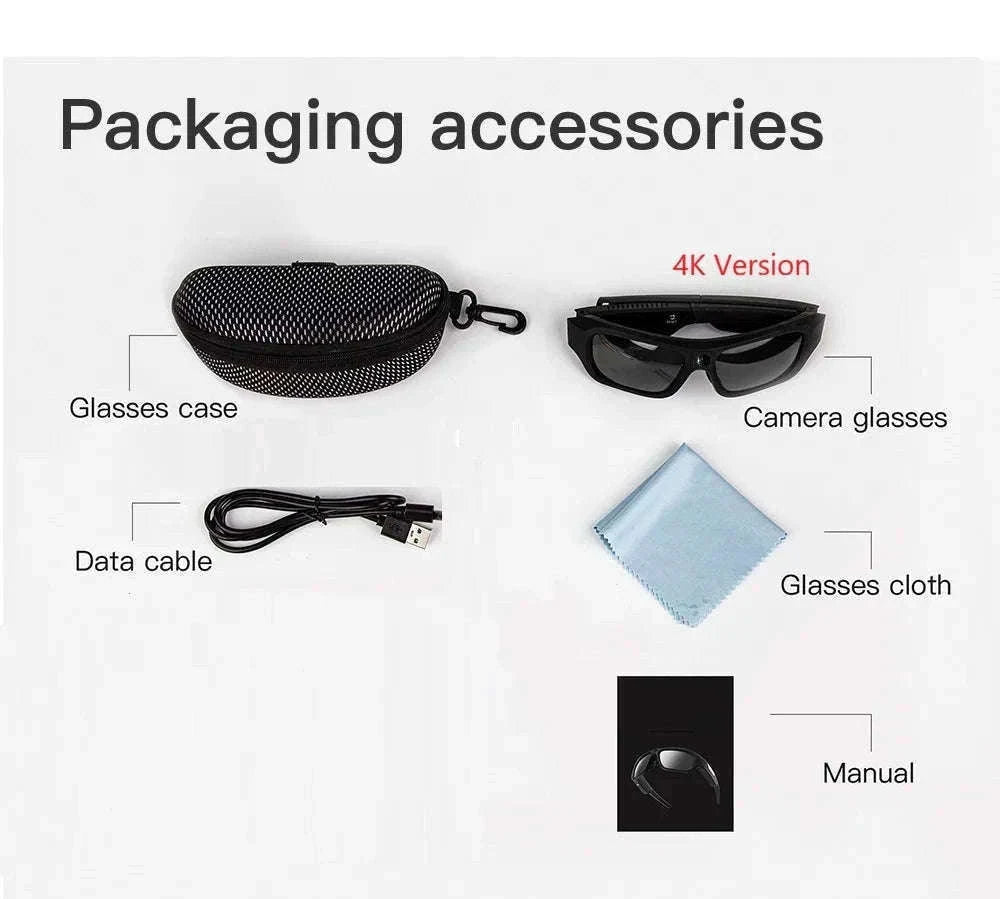 4K HD Camera Glasses with 120-Min Recording & Hands-Free Video-H33 4K Glasses / No TF Card