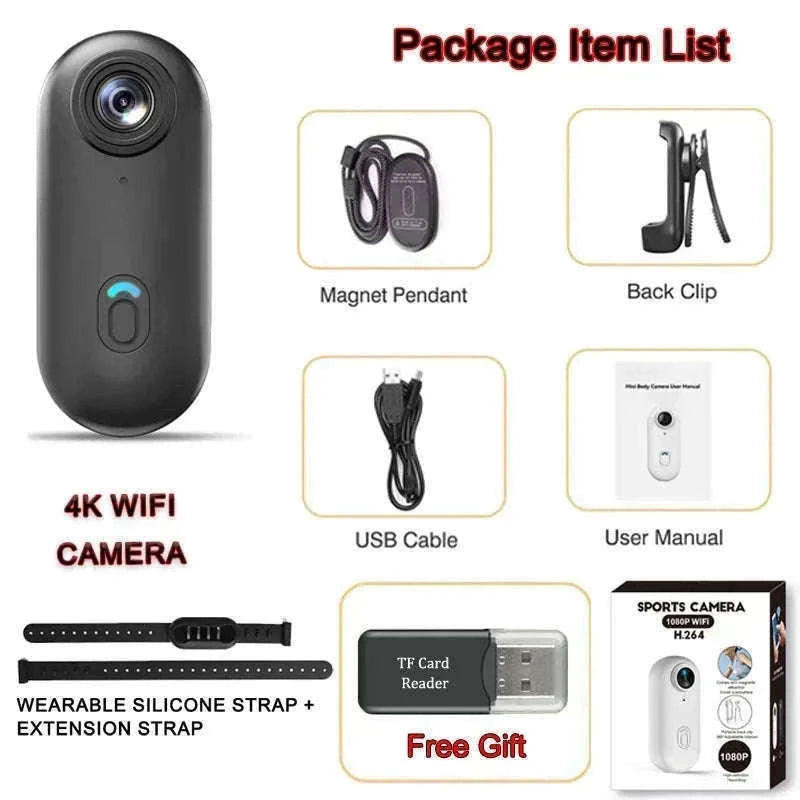 4K HD Mini Pet Collar Camera with Wide-Angle Lens-UHD Pro 4K (WH-Bas) / With 32G TF Card / China Mainland