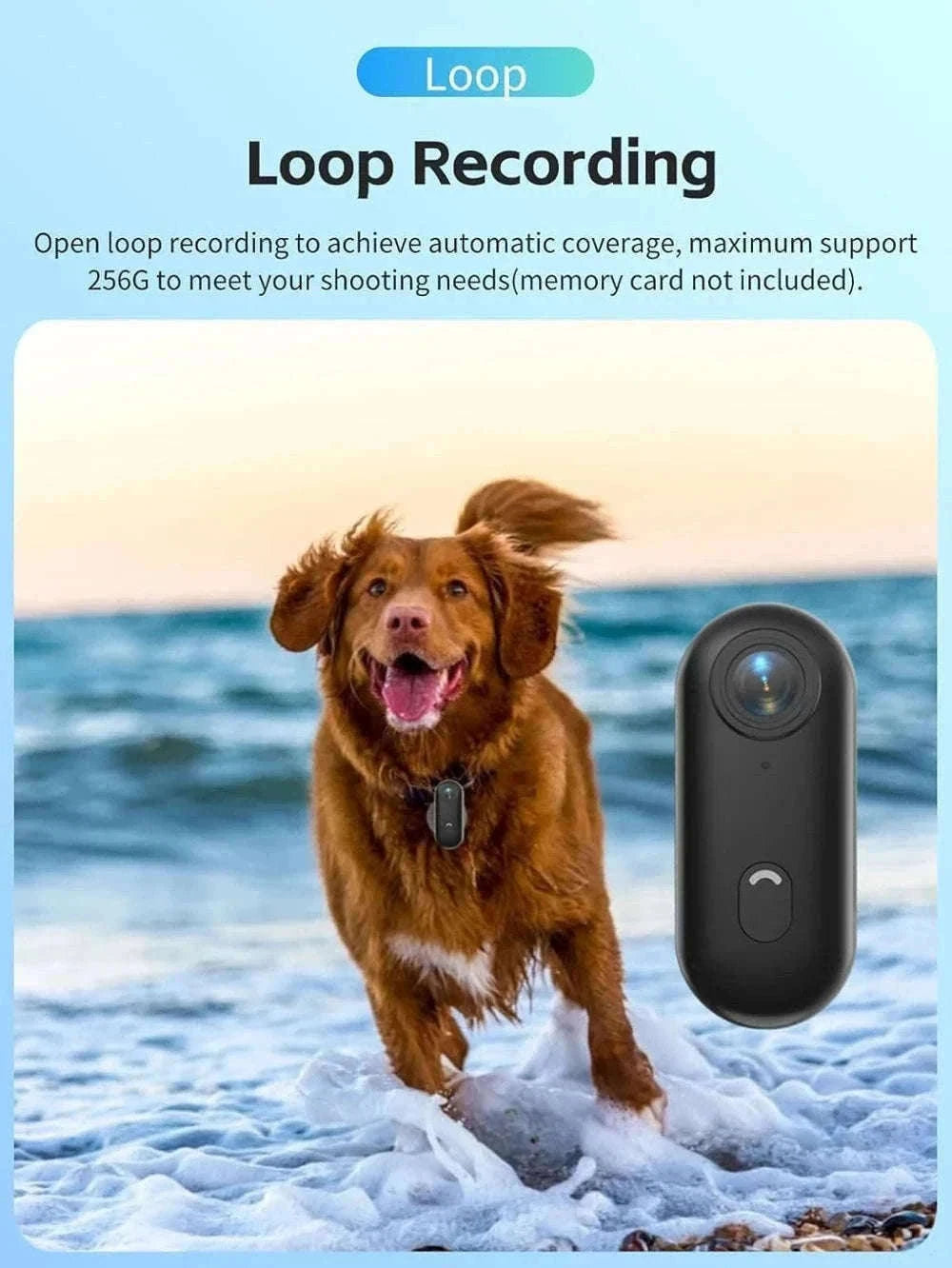 4K HD Mini Pet Collar Camera with Wide-Angle Lens-UHD Pro 4K (WH-Bas) / With 32G TF Card / China Mainland