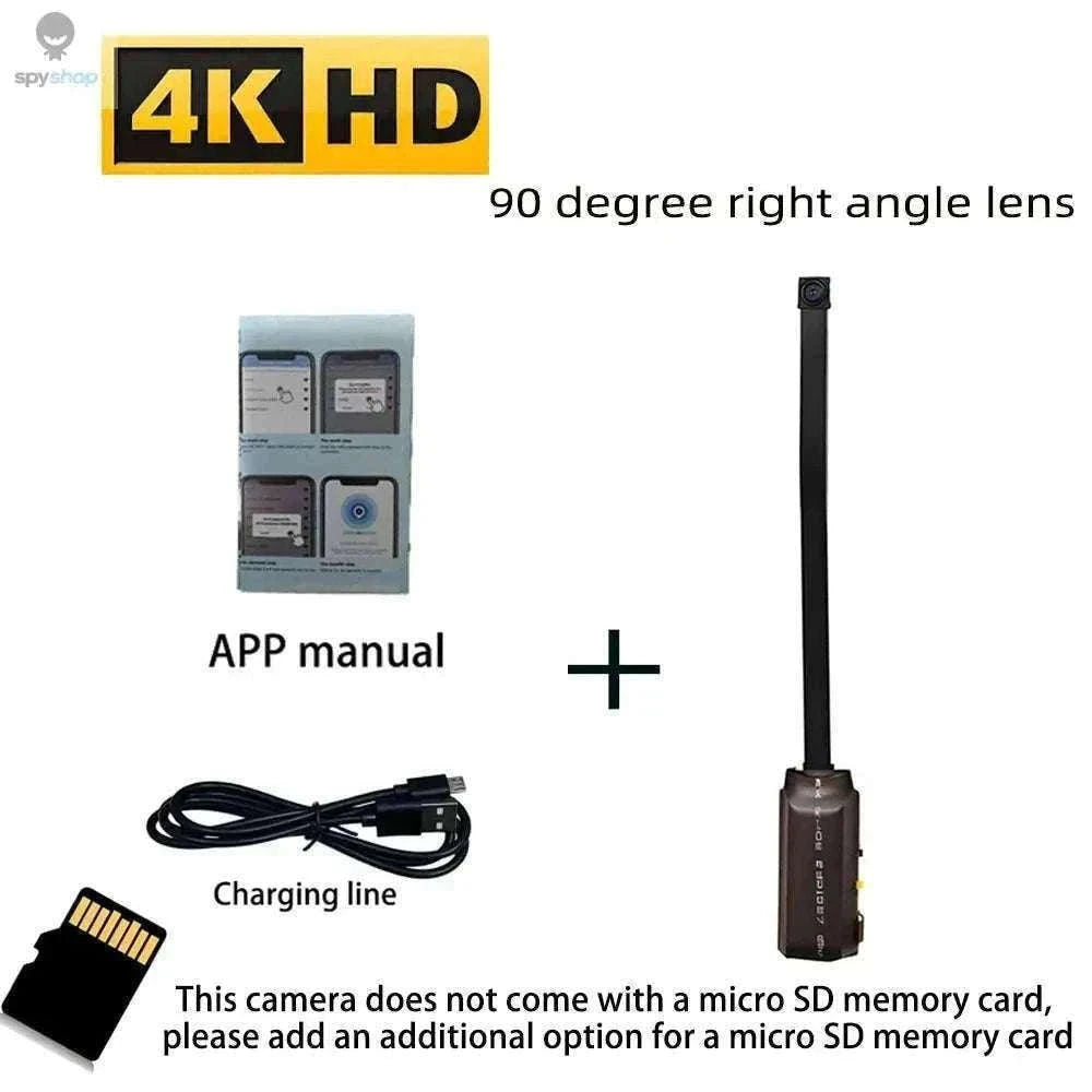4K HD Mini WiFi Camera with Motion Alerts and Remote Viewing-90 degree camera / Add 128 GB card / CHINA