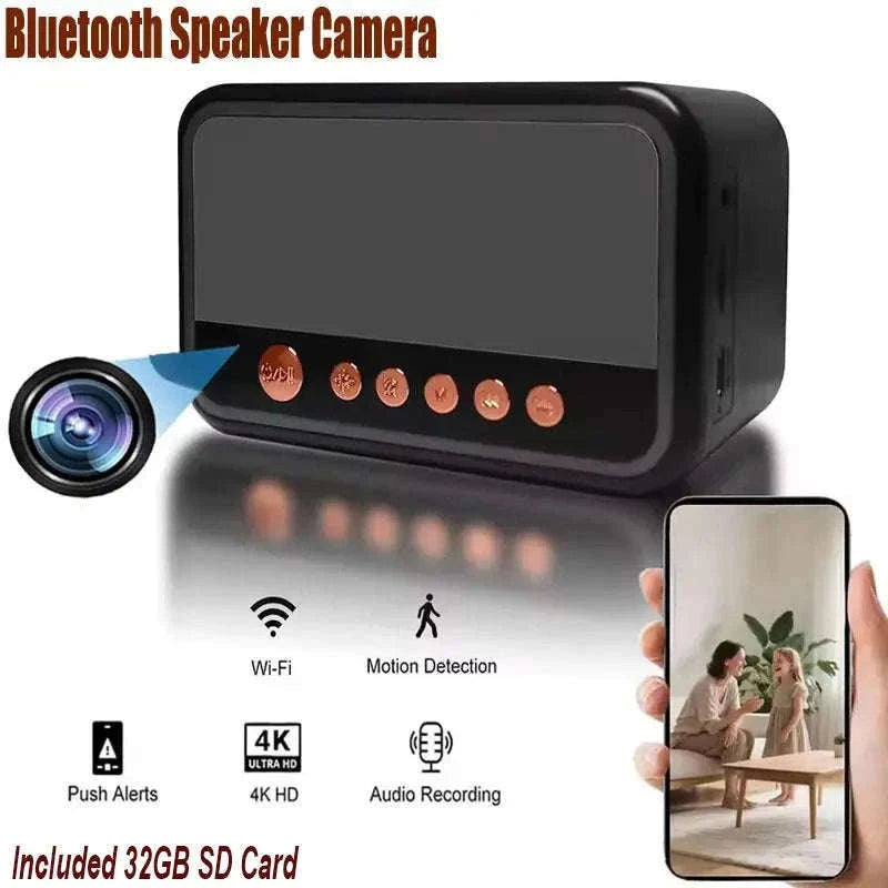 4K HD Mini WiFi6 Camera Bluetooth Speaker Alarm Clock-China Mainland