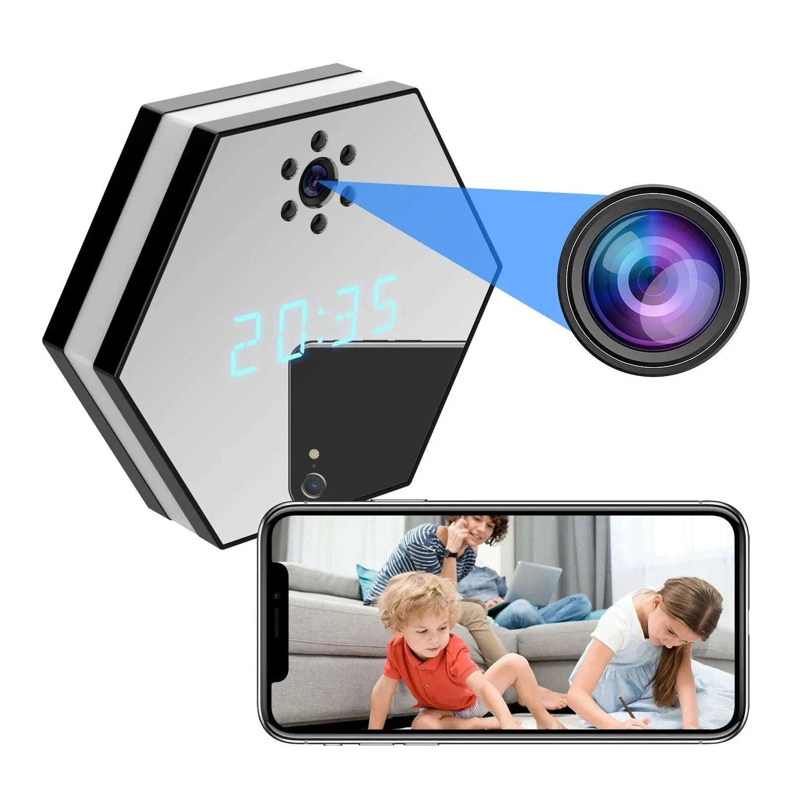 4K HD WiFi Mini Camera Clock with Night Vision-black