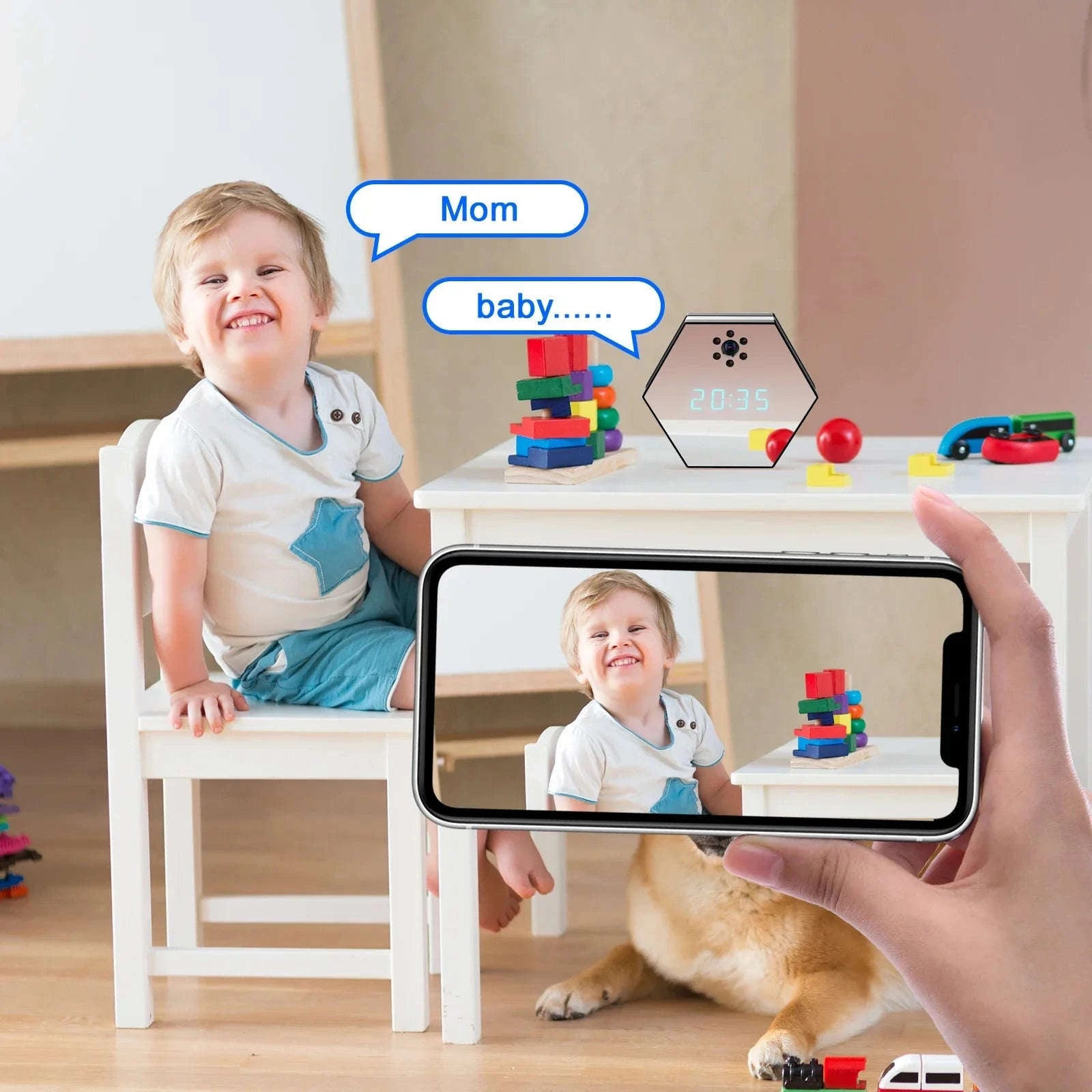 4K HD WiFi Mini Camera Electronic Clock with Night Vision-black