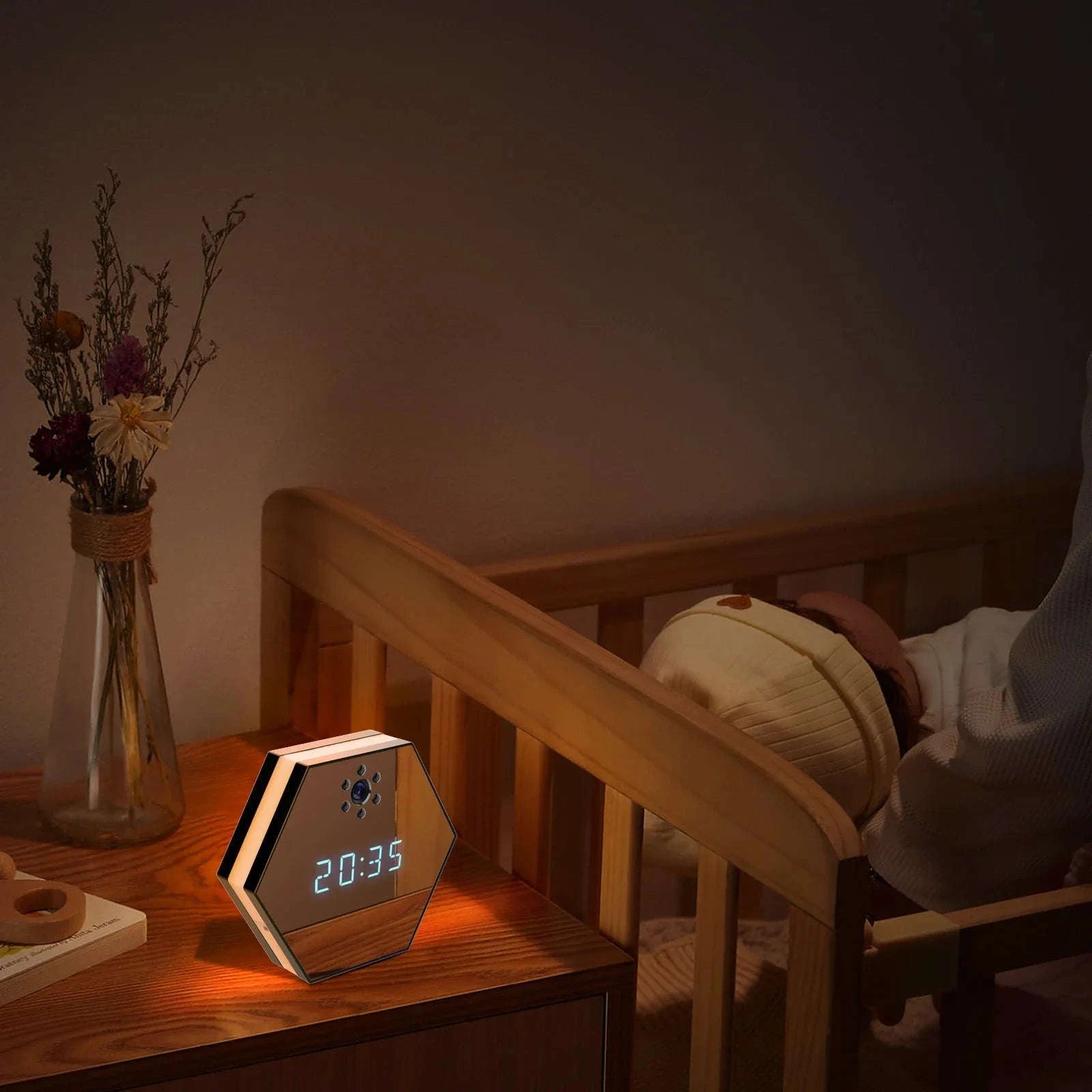 4K HD WiFi Mini Camera Electronic Clock with Night Vision-black