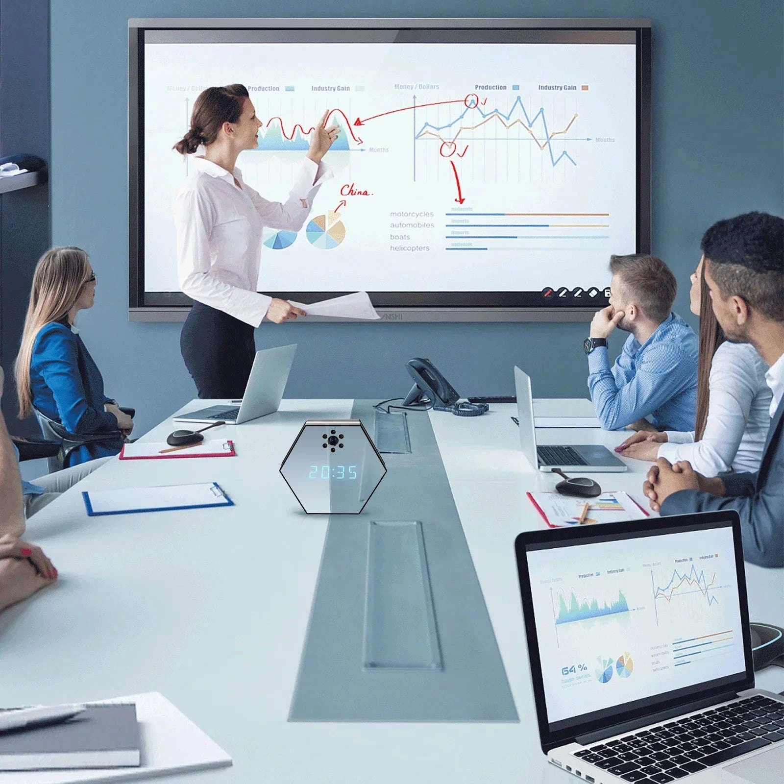 4K HD WiFi Mini Camera Electronic Clock with Night Vision-black