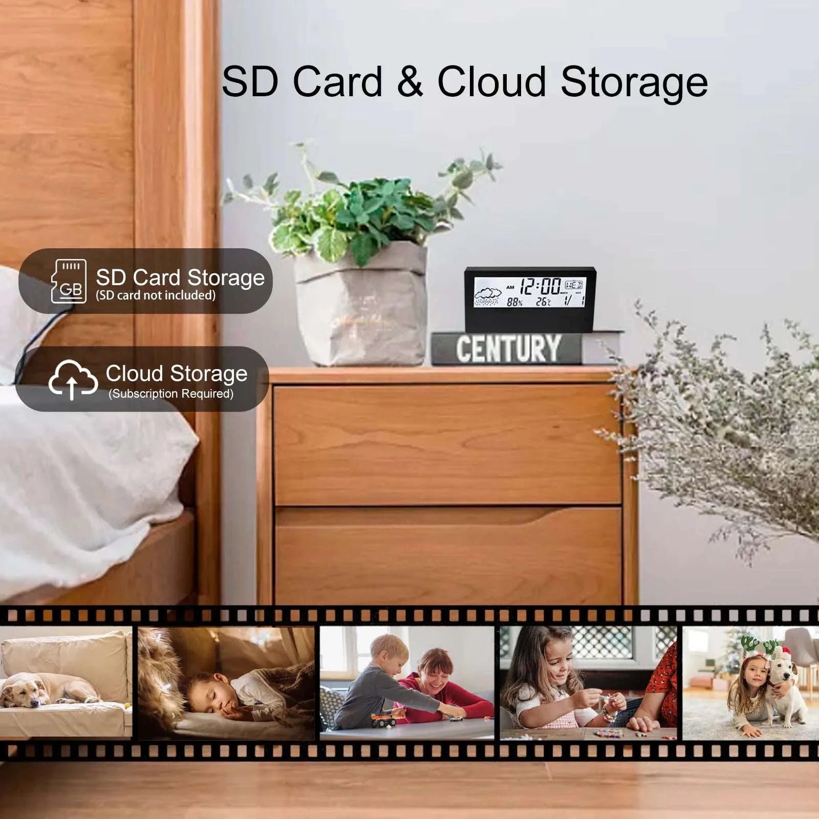 4K HD Wireless Alarm Clock Camera with Motion Detection and Remote Viewing-China Mainland