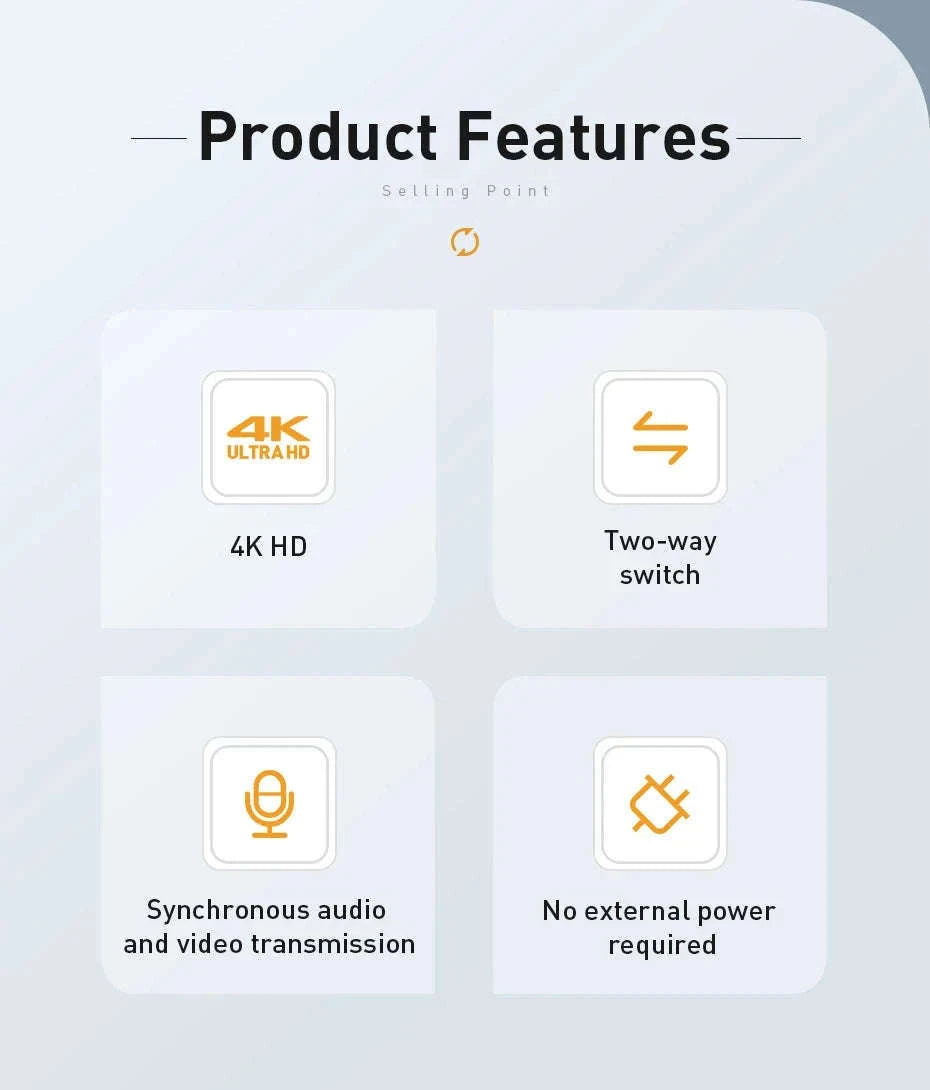 4K HDMI Switcher Bi-Directional 2-in-1 Splitter for TV, PS4, PC-HDMI Switch / HDMI Switch