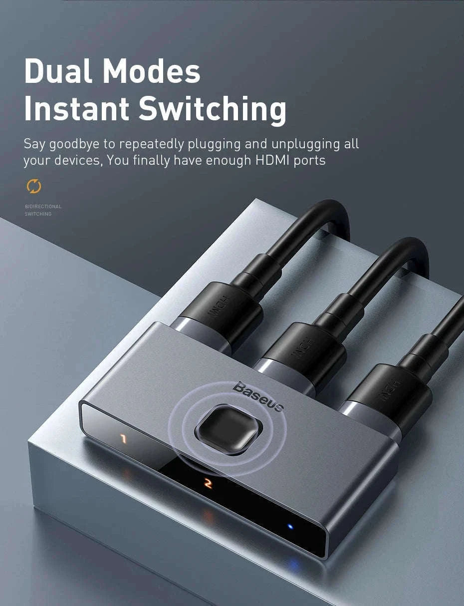 4K HDMI Switcher Bi-Directional 2-in-1 Splitter for TV, PS4, PC-HDMI Switch / HDMI Switch