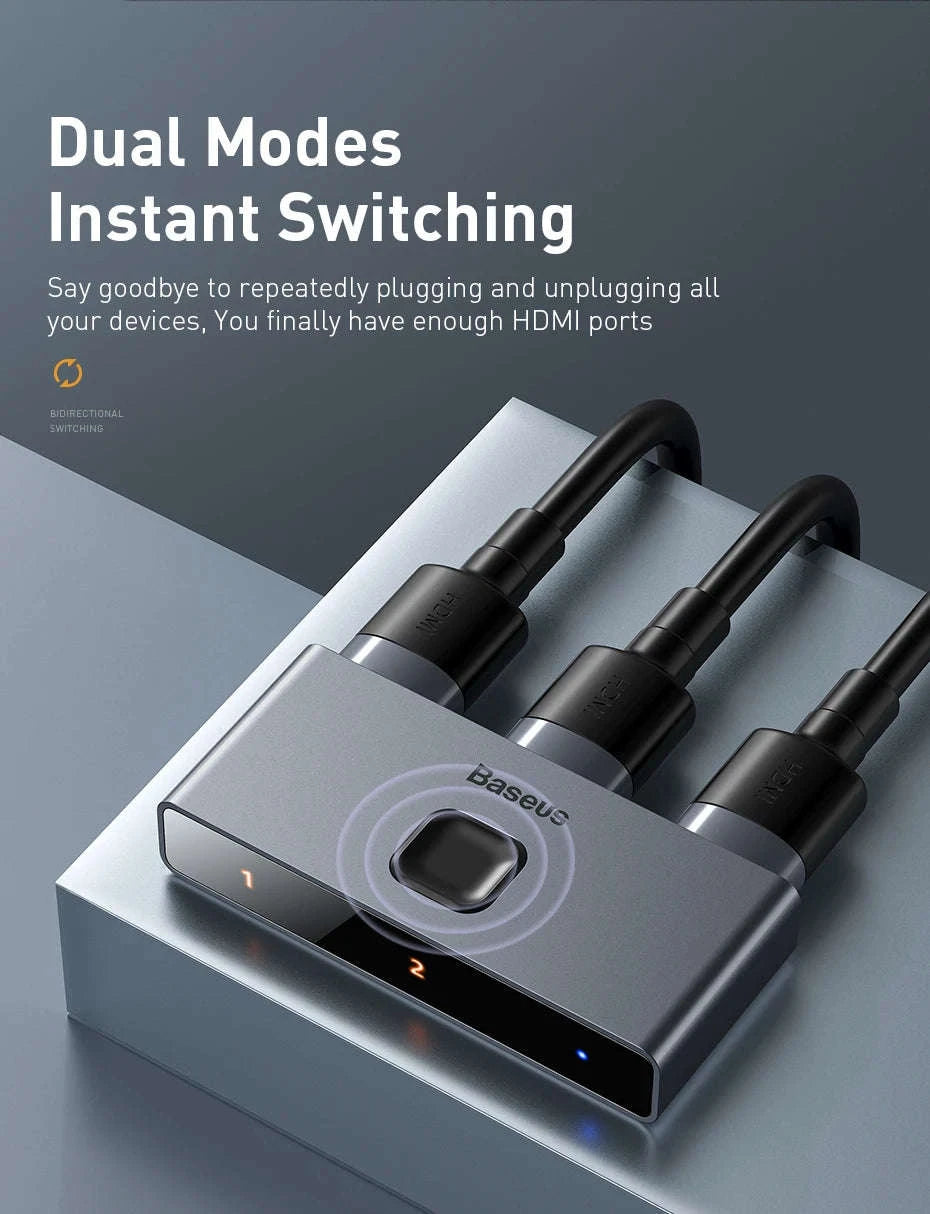 4K HDMI Switcher Bi-Directional 2-in-1 Splitter for TV, PS4, PC-HDMI Switch / HDMI Switch