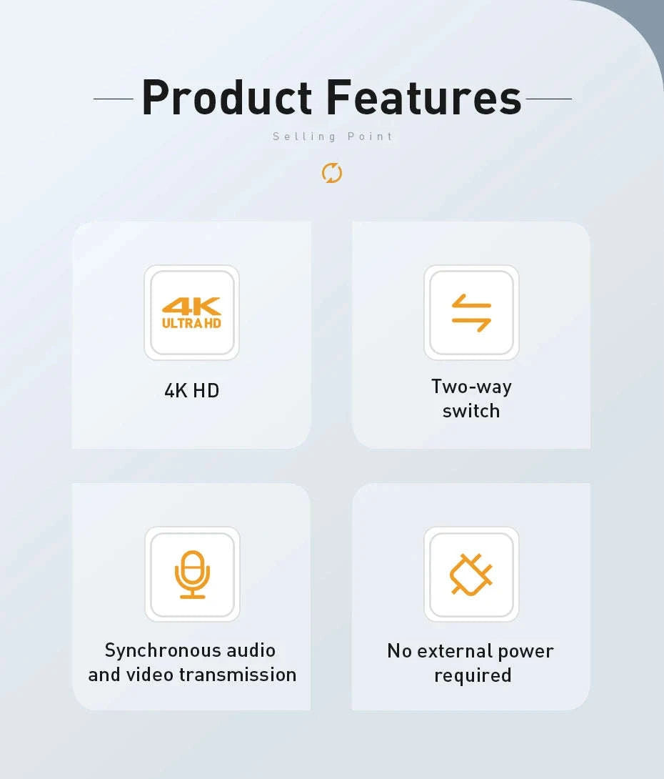 4K HDMI Switcher Bi-Directional 2-in-1 Splitter for TV, PS4, PC-HDMI Switch / HDMI Switch