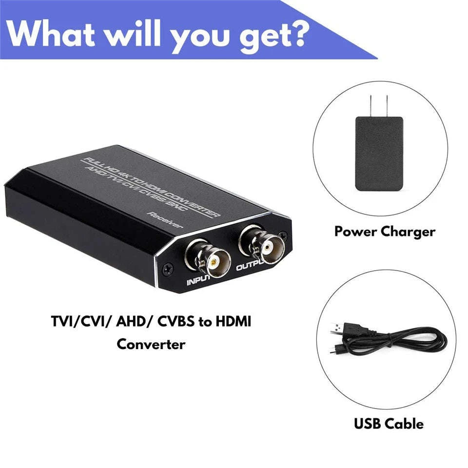 4K HDMI to TVI CVI AHD BNC Video Signal Converter Extender-HDMI to TVI CVI AHD