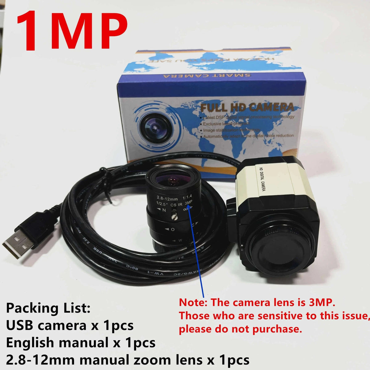 4K IMX415 USB Webcam with 2.8-12mm Varifocal Lens-1mp no lens