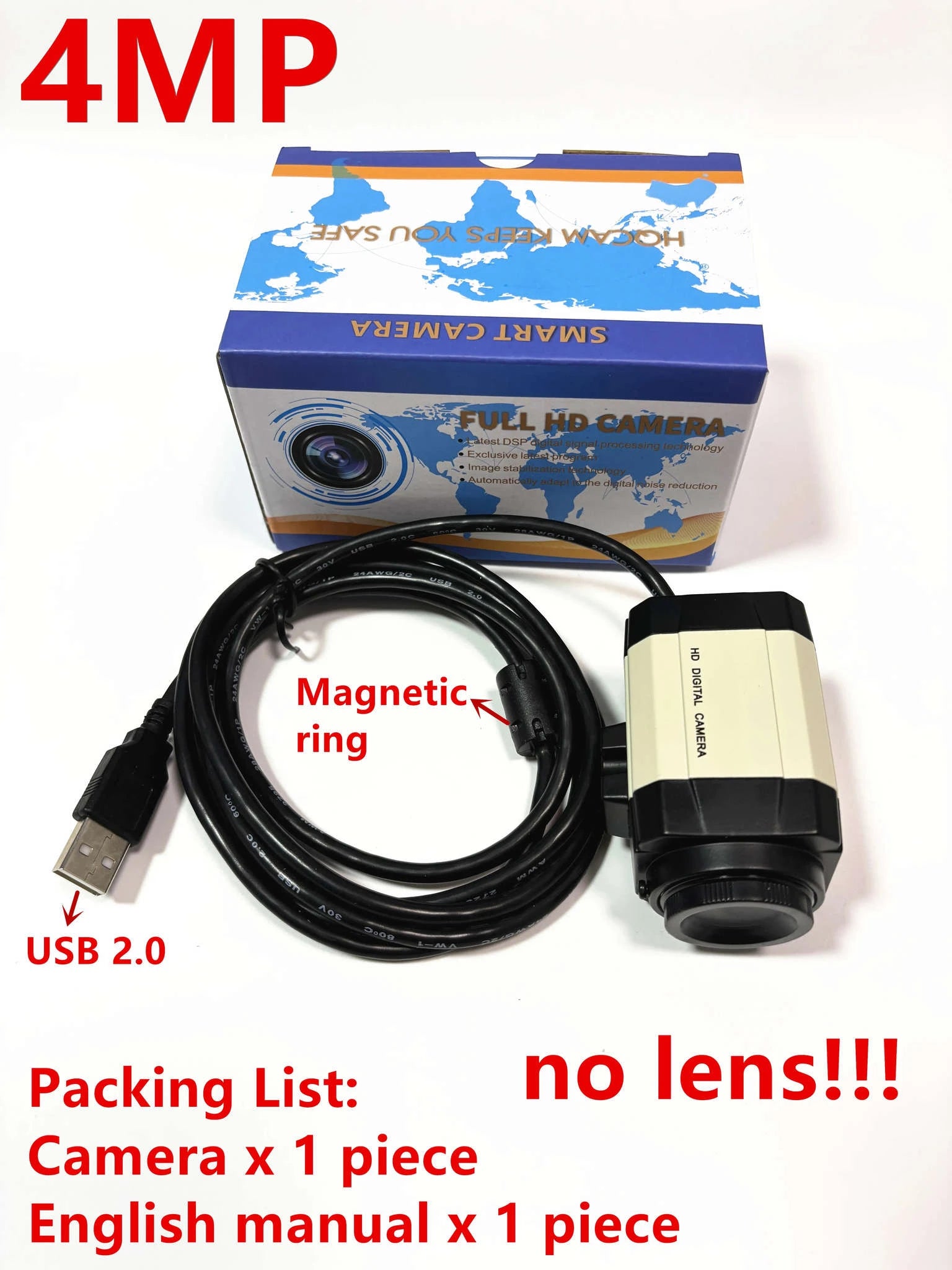 4K IMX415 USB Webcam with 2.8-12mm Varifocal Lens-1mp no lens