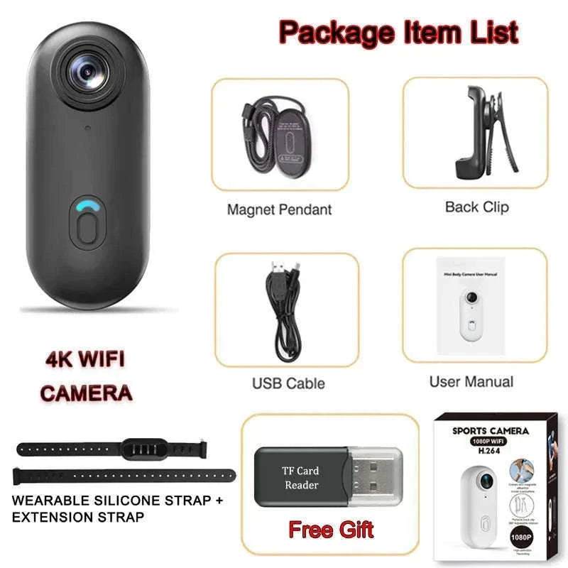 4K Magnetic Mini Body Camera with WiFi POV Recording-UHD Pro 4K (WH-Bas) / With 32G TF Card / China Mainland