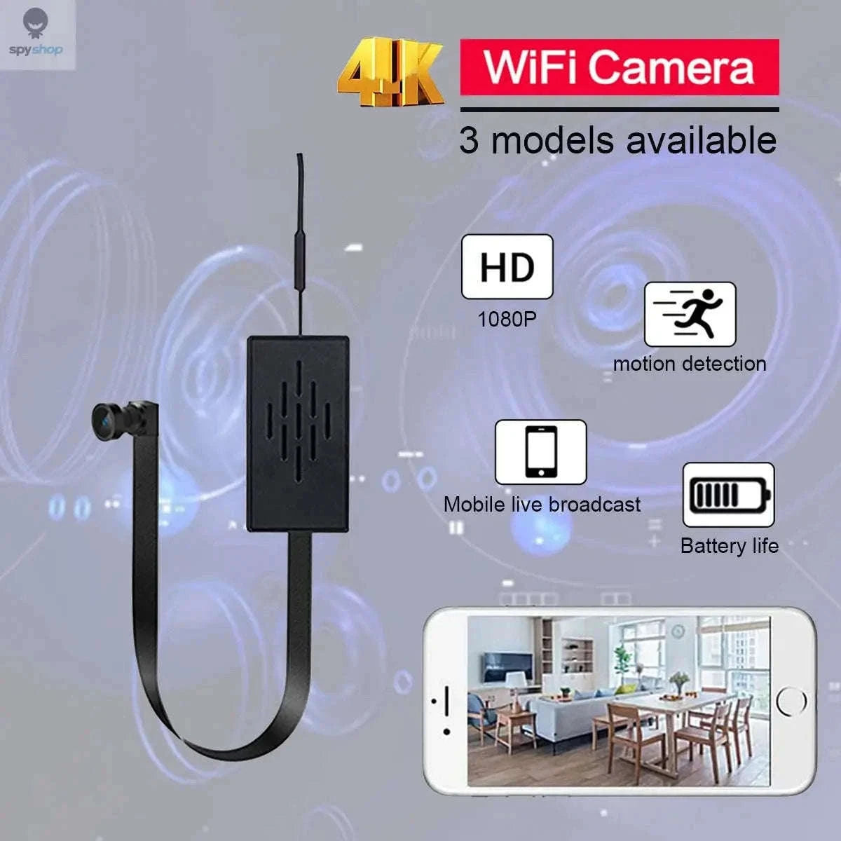 4K Mini WiFi Camera for DIY Surveillance and Remote Viewing-Model 1 120 degree / Camera plus 64GB