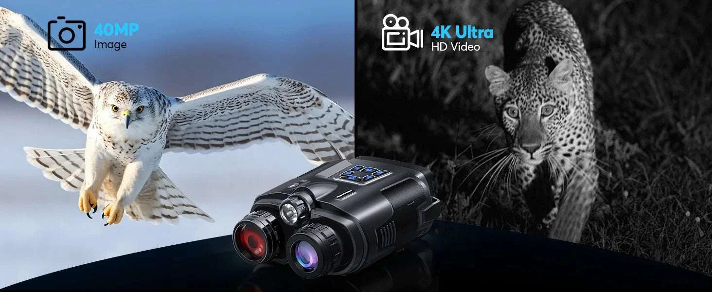 4K Night Vision Binoculars with 8X Zoom, 3" Screen & Tactical Light-black / japan