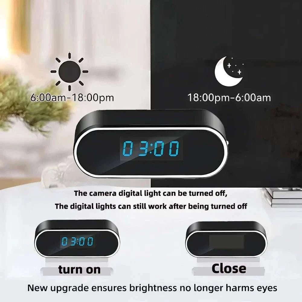 4K Night Vision Mini Clock Camera with WiFi Remote Viewing-Add 18650 battery / Add 32GB card / China Mainland