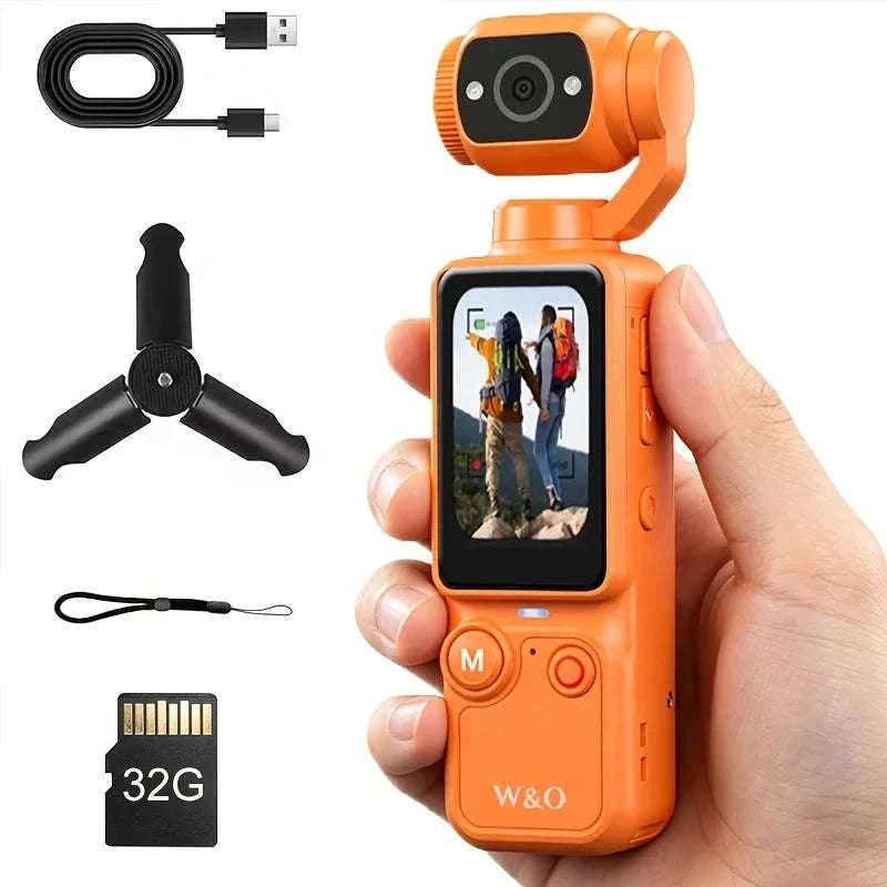 4K Pocket Sports Camcorder with 32GB Card, Tripod and 7-Hour Battery-WHITE / United States