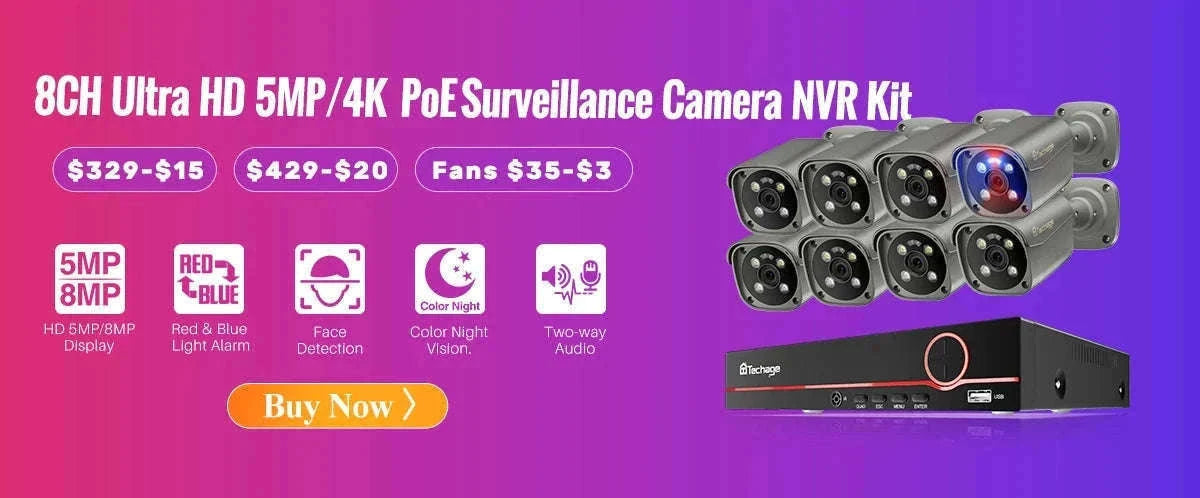 4K POE Security Camera with Human Detection, Color Night Vision & Two-Way Audio-5MP POE Camera 32G / uzbekistan