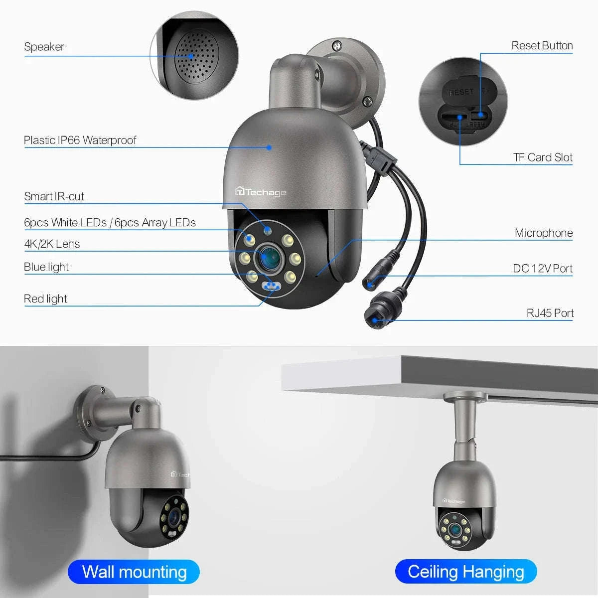 4K POE Security Camera with Human Detection, Color Night Vision & Two-Way Audio-5MP POE Camera 32G / uzbekistan