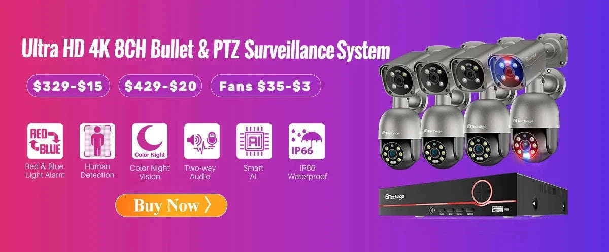 4K POE Security Camera with Human Detection, Color Night Vision & Two-Way Audio-5MP POE Camera 32G / uzbekistan