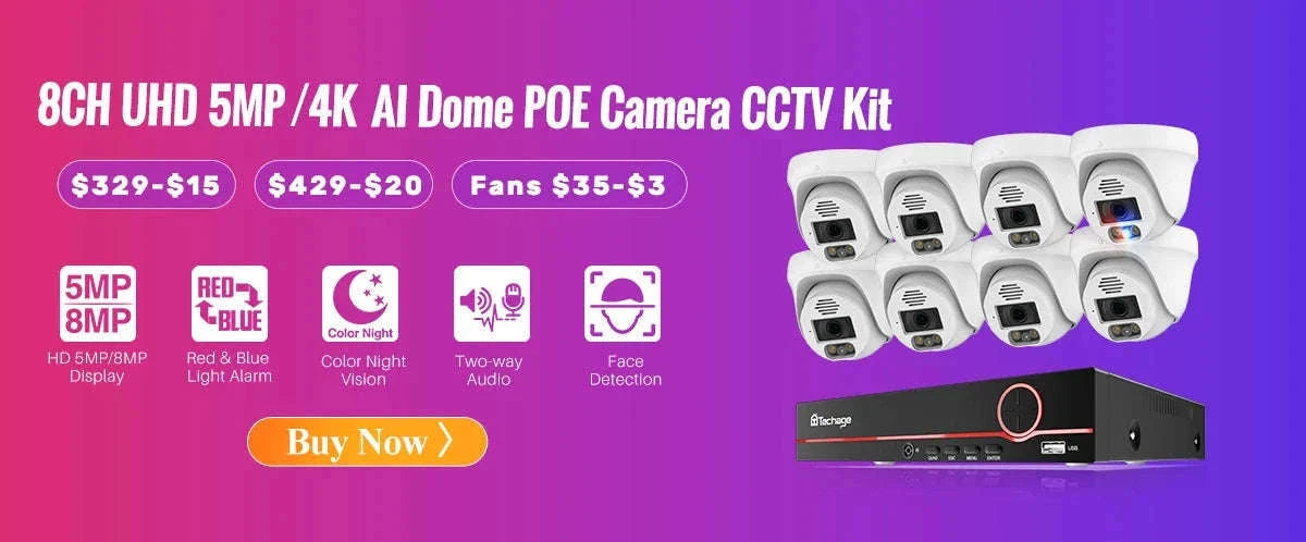 4K POE Security Camera with Human Detection, Color Night Vision & Two-Way Audio-5MP POE Camera 32G / uzbekistan