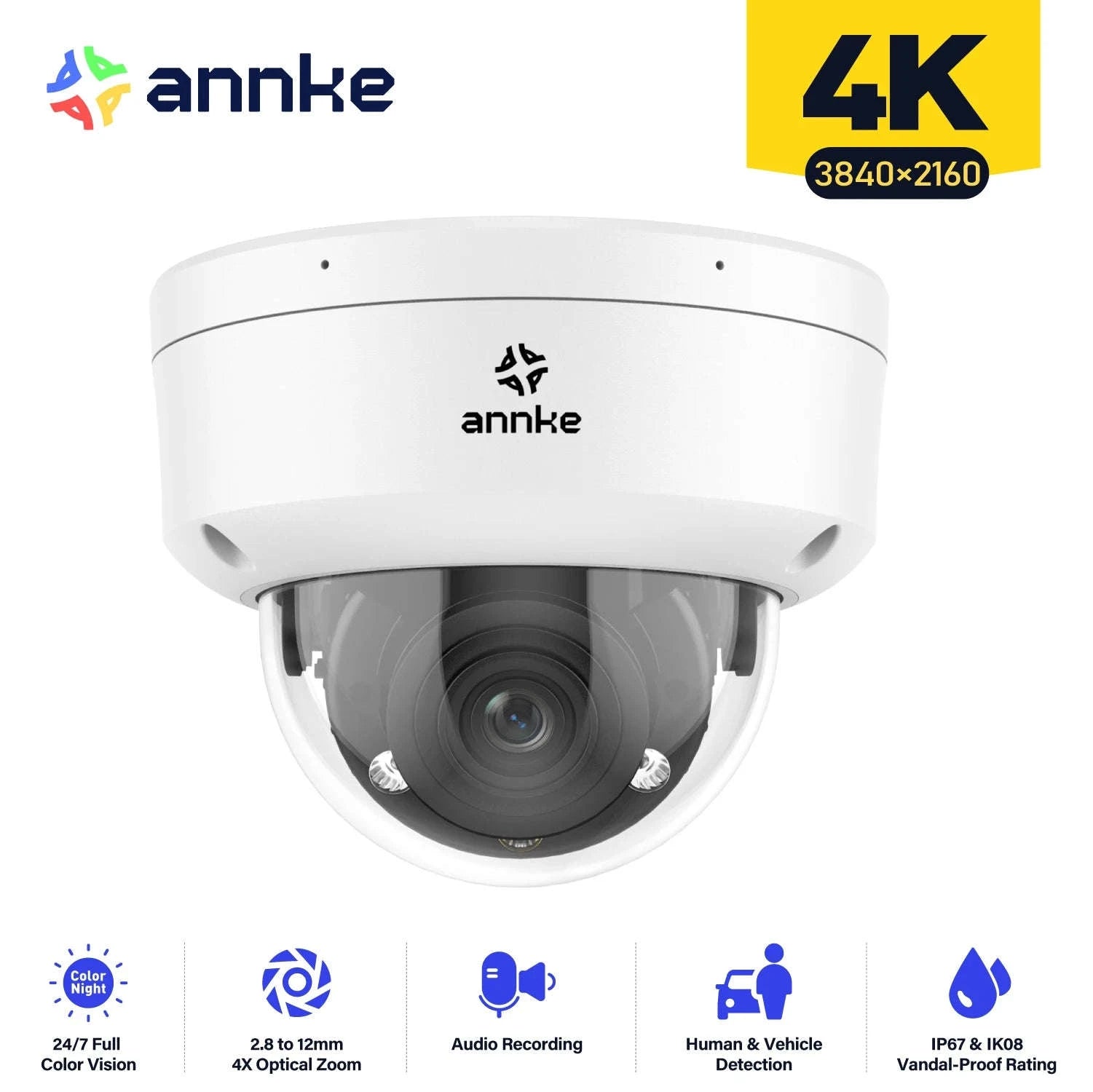 4K Smart Dual Light Varifocal Dome Network Camera, 8MP-United States