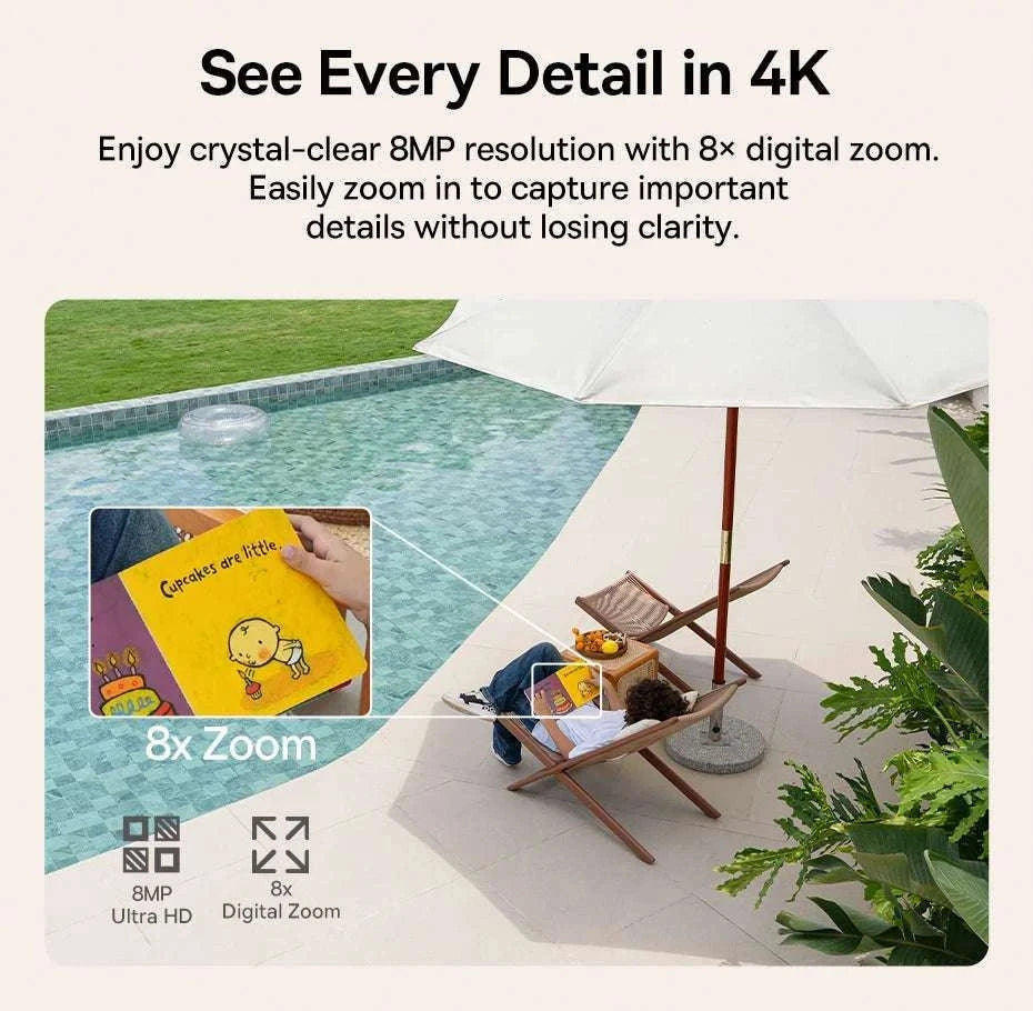 4K Solar Outdoor Security Camera with AI Detection & App Control-White