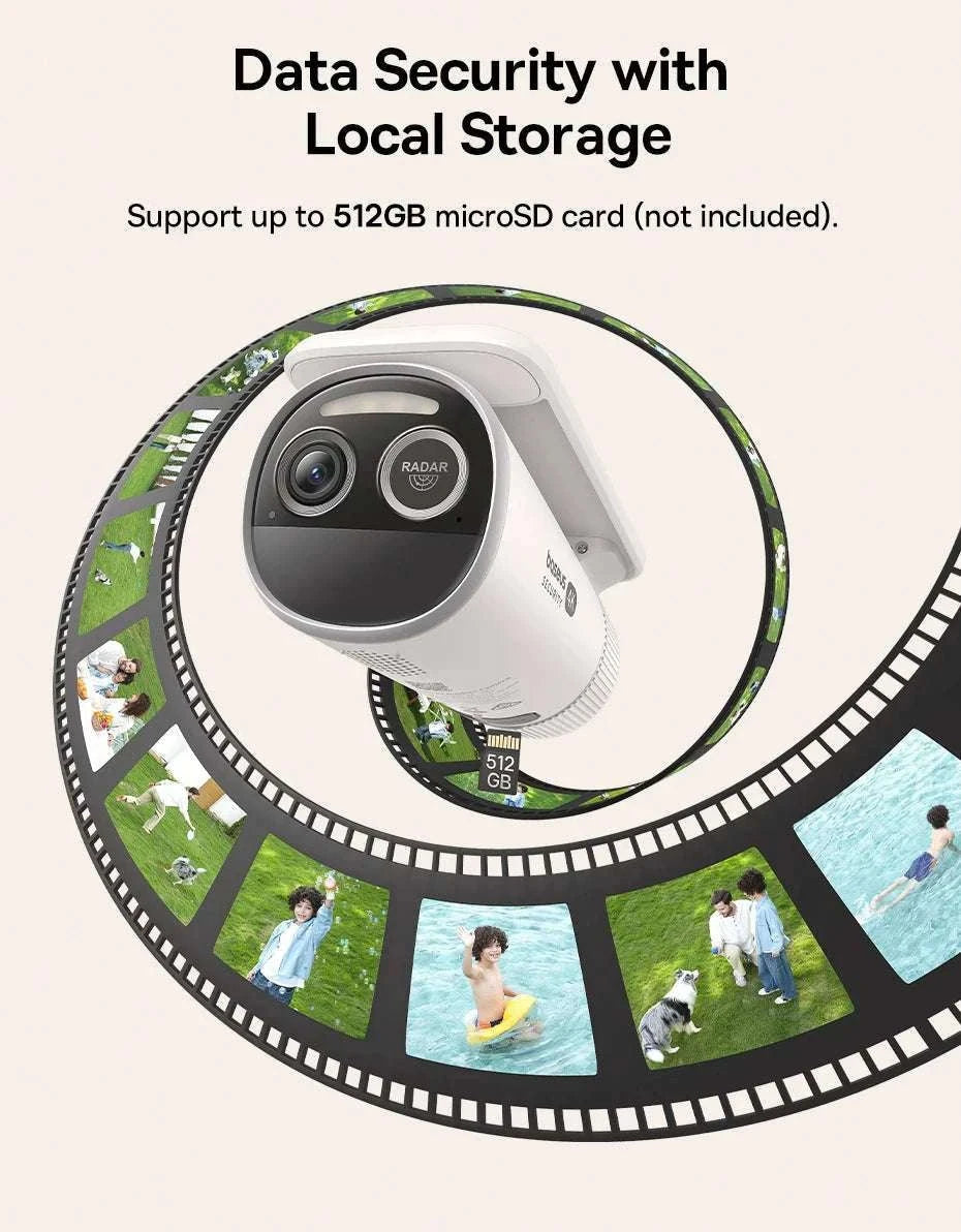 4K Solar Outdoor Security Camera with AI Detection & App Control-White