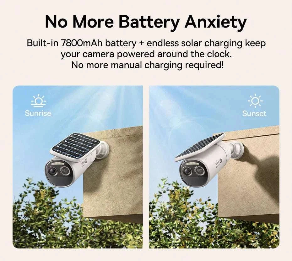 4K Solar Outdoor Security Camera with AI Detection & App Control-White