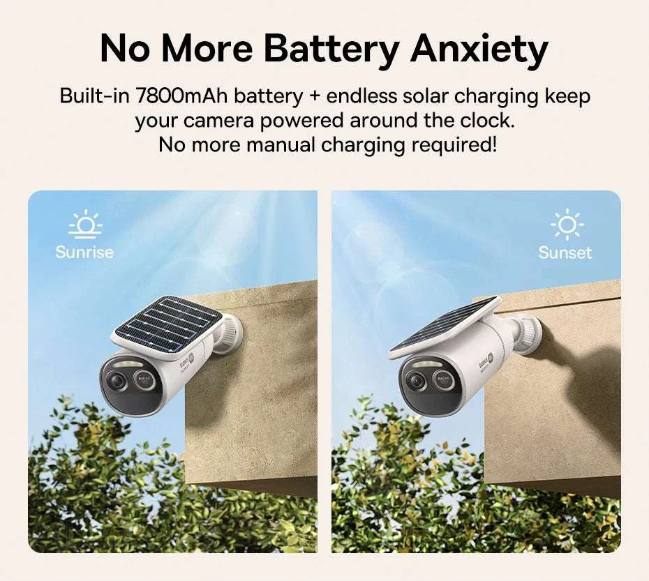 4K Solar Outdoor Security Camera with AI Detection & App Control-White