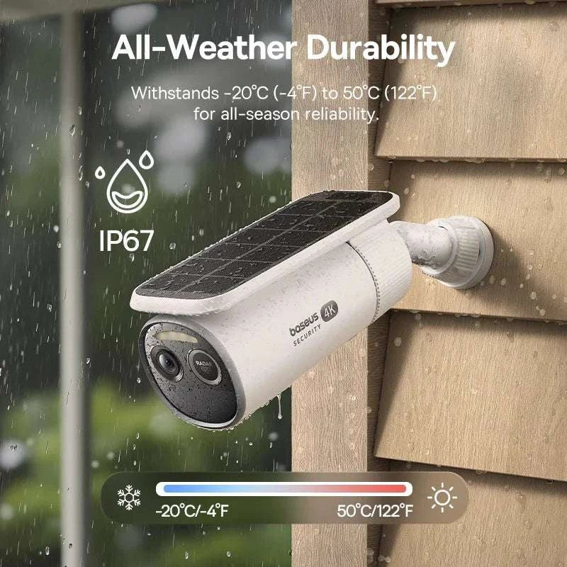4K Solar Outdoor Security Camera with AI Detection & App Control-White