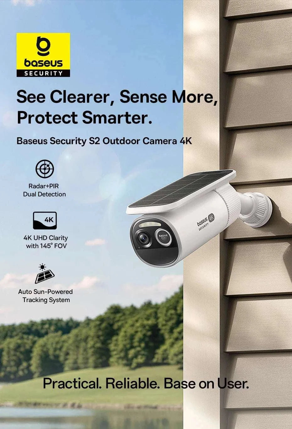 4K Solar Outdoor Security Camera with AI Detection & App Control-White