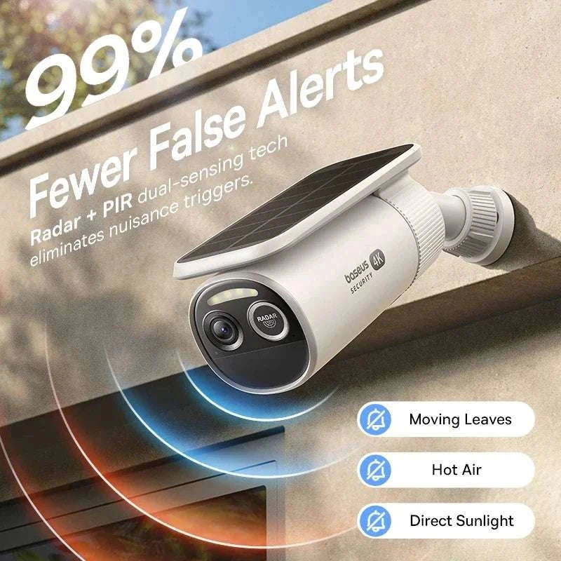 4K Solar Outdoor Security Camera with AI Detection & App Control-White