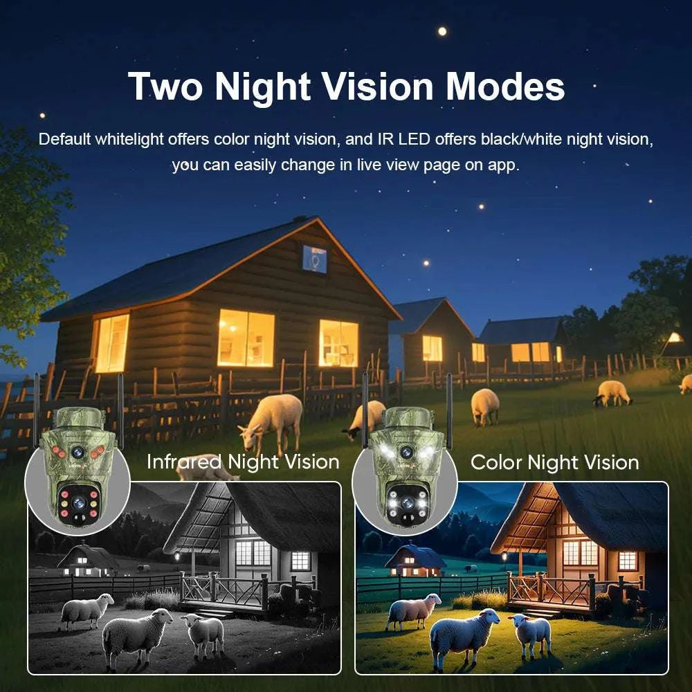 4K Solar Security Camera with 360° PTZ, 4G/WiFi & Dual Screen-4G Cam Add 128G / China Mainland
