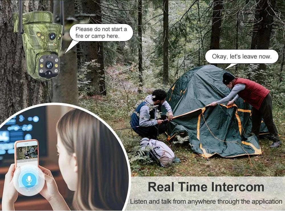 4K Solar Security Camera with 360° PTZ, 4G/WiFi & Dual Screen-4G Cam Add 128G / China Mainland