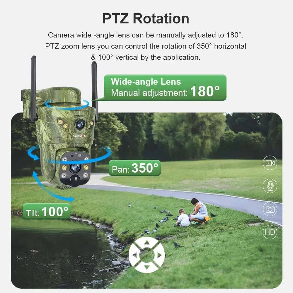 4K Solar Security Camera with 360° PTZ, 4G/WiFi & Dual Screen-4G Cam Add 128G / China Mainland