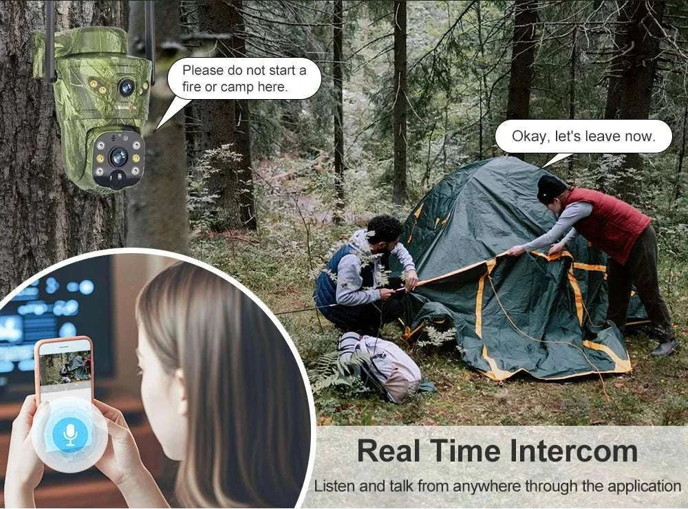 4K Solar Security Camera with 360° PTZ, 4G/WiFi & Dual Screen-4G Cam Add 128G / China Mainland