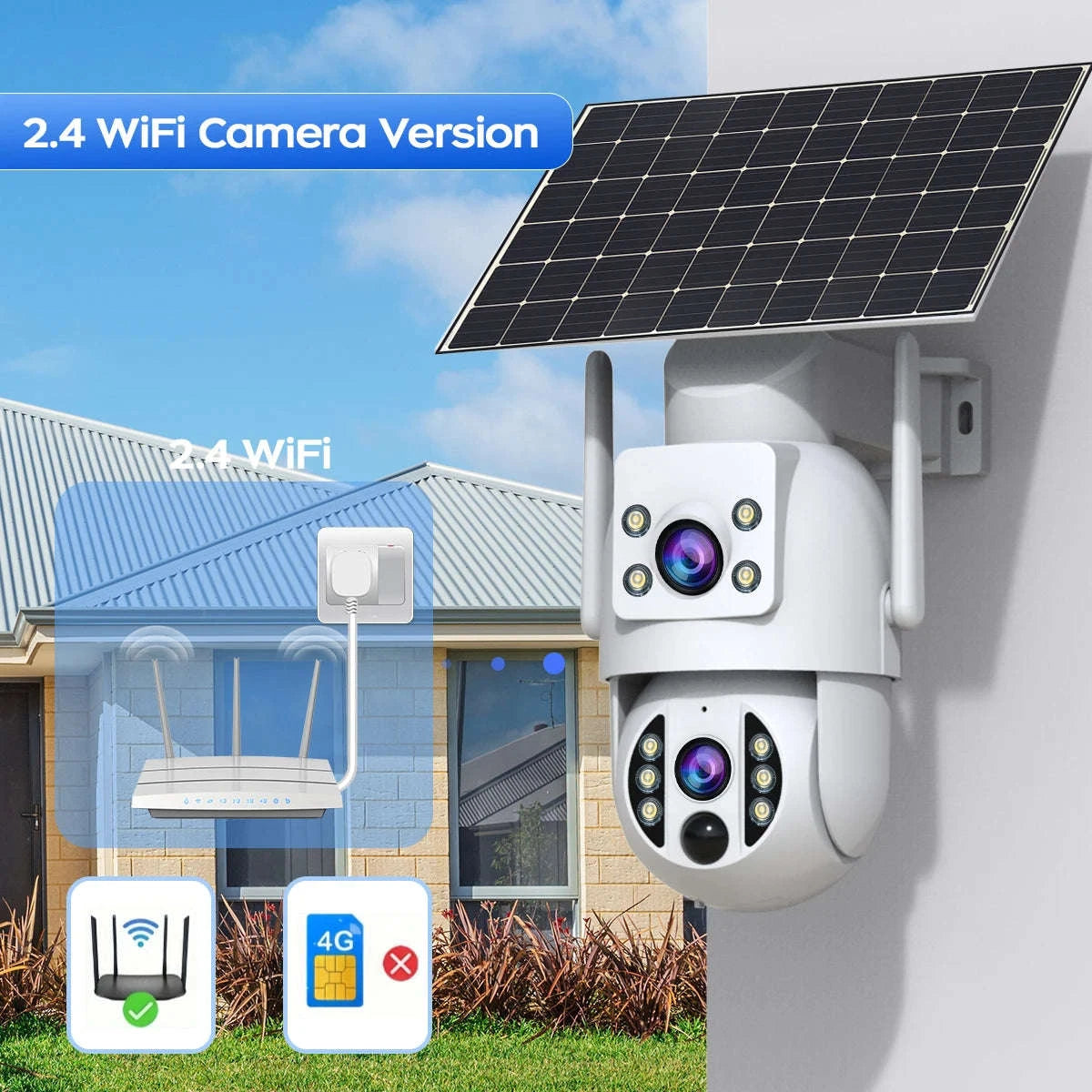 4K Solar Security Camera with Dual-Lens Wireless Protection-4K Add 32G SD / CHINA